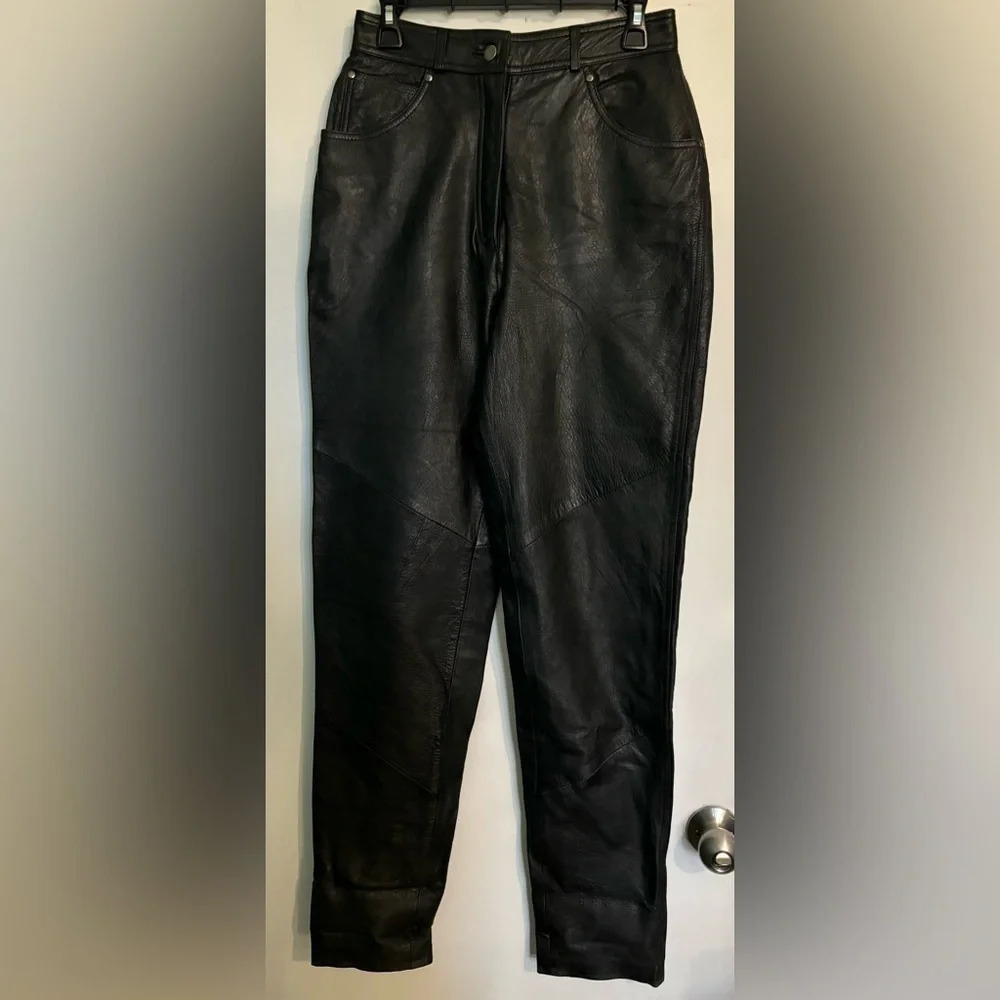 Wilsons Leather Black Faux Leather Straight Leg Trousers